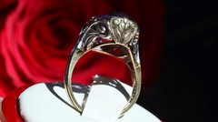 14k multi tone gold sz: 5 ring 5.50ct lab-created amethyst solitaire 6.72g