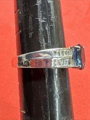 STS vintage London blue topaz cz Sterling Silver Ring 925 Size 7