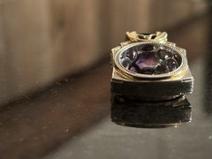 Vintage Chunky Square Two-tone 925 Sterling Silver Amethyst Cocktail Ring sz 6.5