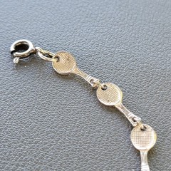 Sterling Silver 925 Tennis Racquet Chain Link Bracelet 7″ Sports