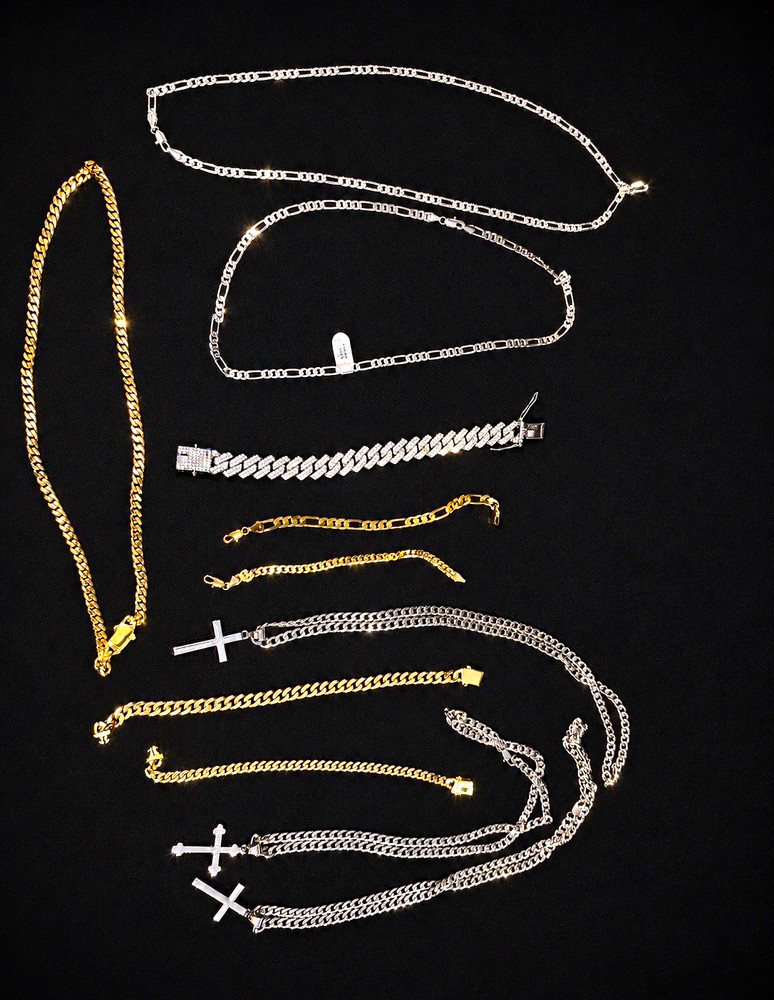 10pc Mixed Lot Metal Chains Necklaces Bracelets & Pendants Gold/Silver Tone