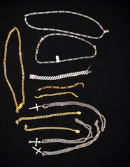 10pc Mixed Lot Metal Chains Necklaces Bracelets & Pendants Gold/Silver Tone
