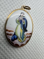 19k 800 PORTUGUESE ENAMEL GOLD MARY NA SA DA CONCEICAO RELIGIOUS MEDAL PENDANT