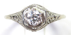 Antique Art Deco 1920’s Diamond 18KW Engagement Ring Size 6 UK-L1/2 EGL USA