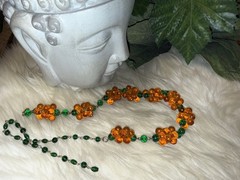 Louis Rousselet Rare Gorgeous Gripoix Green & Amber Glass In 25 Inches Long! D5
