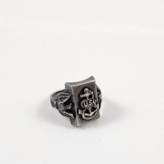 WWII USN Sterling Silver Sweetheart Ring Size 5.25 US Navy 1940s Militaria