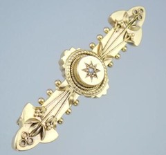 Devine Antique Victorian Etruscan 15K Gold Diamond Floral Brooch Pin Pendant