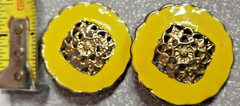 Classic Vintage Round Yellow & Gold-Tone Earrings Push-On 1.5 “