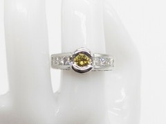 $12,000 2.50ct VS G & Fancy Intense Yellow Diamond Platinum Wedding Ring 13g