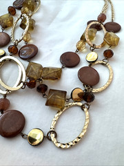 Boho Brown Gold Earthtones y2k 1990 2000s Modernist Metal Jewelry VTG necklace
