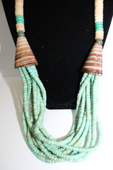 Women’s Vintage Multicolor Coconut Beaded Necklace 29 in