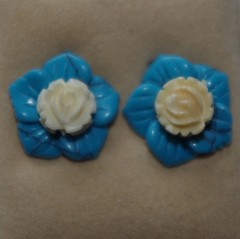 Vintage Created Turquoise Flower Jackets For Earrings Use W Any Studs Split Ear