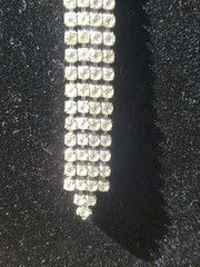 VTG Silvertoned Neck Tie Shaped Necklace Pave Rhinestones 14″ Chain 5.5″Drop