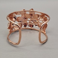 Vintage Wide Cuff Bracelet Leaf Rose Gold Tone BBJ JTV 8″
