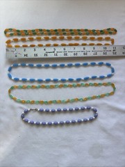 Vintage 1960s Plastic Bead Necklace Lot (5) Signed Hong Kong MCM Melon Beads