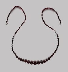 Vtg Czech 34″ Bead Necklace Deep Garnet Red Faceted Glass Opera Length Flapper