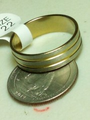 Vintage Stainless Steel Mens Ring Art Deco Line Color In Photo Size 12.5 B33