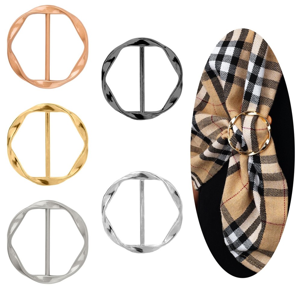5pcs Scarf Ring Clips, Alloy Metal in 5 Colors Medium, Colorful