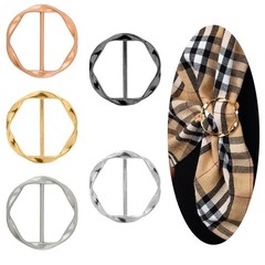 5pcs Scarf Ring Clips, Alloy Metal in 5 Colors Medium, Colorful