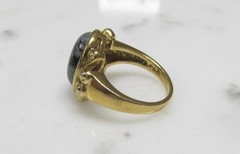 Ross Simons Gold Plated Sterling Silver Snowflake Obsidian Ring 7.5g ~ 2-G314