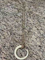 Vintage KJL Kenneth Lane Large Faux Elephant Tusk Horn Necklace Signed Chain