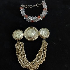 60 Piece Vintage-Now Jewelry Lot Necklaces Bracelets Brooches