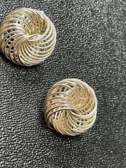 Vintage Silver Tone Wired Metal Clip Earrings