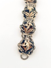 Sterling Silver Rose Link Bracelet – 8″ Long, 41.4g, Mexico 925