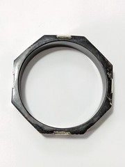 Horn and bone bangle bracelet black and white octagon shaped vintage retro