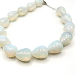Vintage Chunky Signed HDNY Opalite Opaline Stone Statement Necklace 16”