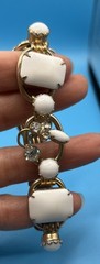 Vintage Juliana DeLizza & Elster 5Link Bracelet Unsigned White Milk Glass Estate