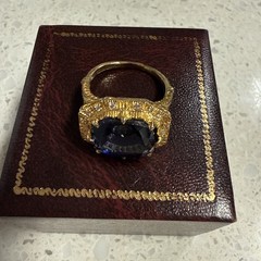 Antique Vintage Art Deco 3.20 Ct Blue Sapphire Promise Ring 14K Yellow Gold Over
