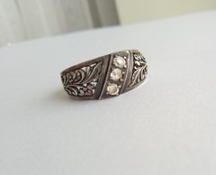 Vintage Ring White stones Sterling Silver 925 test Women Jewelry size 9.5
