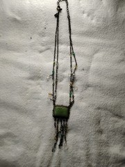 Vintage Uranium Glass Necklace with Added Beads. Excellent Condition