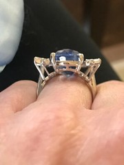 Platinum Natural Unheated 14.24 tcw Sapphire & Diamond Ring, GIA Report