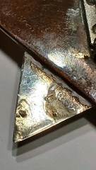 Vtg Mid Century Brutalist Copper Silver Art Dichroic Glass Star Brooch Pin