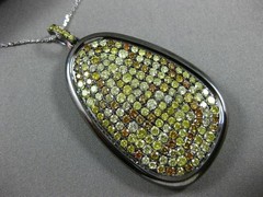 ESTATE X LARGE GIA 2.46CT FANCY INTENSE YELLOW DIAMOND 18K BLACK GOLD 3D PENDANT