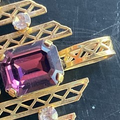 ABSOLUTELY STUNNING! N/M VTG ANTIQUE GOLD FILLED DECO pendant PURPLE RHINESTONES