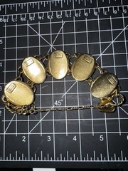 Vintage John Wind Maximal Art Christmas Panel Bracelet 14kt Gold Plated