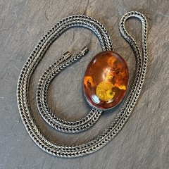 AB Signed Polish sterling silver 925 Baltic amber Massive 96g 36” Bolo Necklace