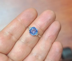 Vintage 14k White Gold Engagement Ring 2.75ct.Natural Blue Sapphire Radiant GIA