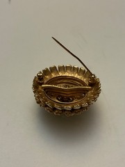 Signed Ciner Floral White Turquoise Enamel Brooch