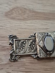 Old Art Nouveau Art Deco Ornate Bar Victorian Design Picture Locket Pin Brooch