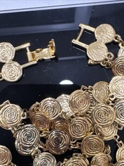 Liz Claiborne Signed Vintage 32″ Double Strand Gold Tone Coin Disc Necklace
