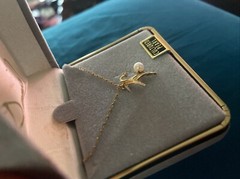 Vintage Dansal 14K Gold Filled Cultured Pearl Pendant Necklace 18” New Old Stock