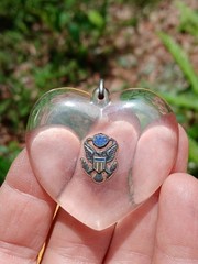 Vintage WWII Lucite Military Sweetheart Jewelry Pendant W/ US Shield Eagle Seal