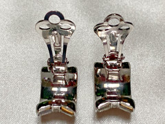 Vintage Attwood Collection 22k White Gold Plated Half Hoop Rhinestone Earrings