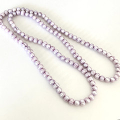 Ladies Genuine Real Pearl Purple Lavender Dyed Long Chunky Strand Necklace 36″