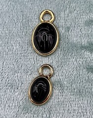 Egyptian style Carved scarab & Gold Tone Shell Interchangeable Necklace Set 12pc