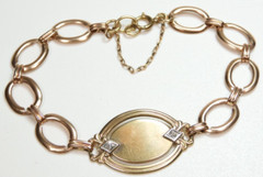 Retro Diamond 10K Multi-Tone Gold Diamond Bracelet Length 7 1/2″ Deco